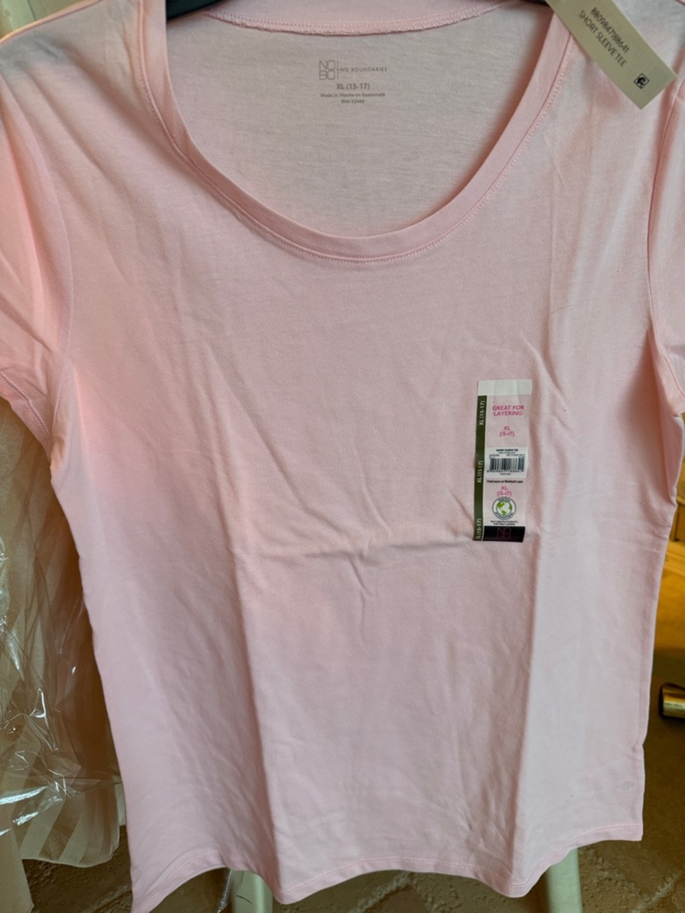 No Boundaries Pink Scoop Neck Short Sleeve Tee
